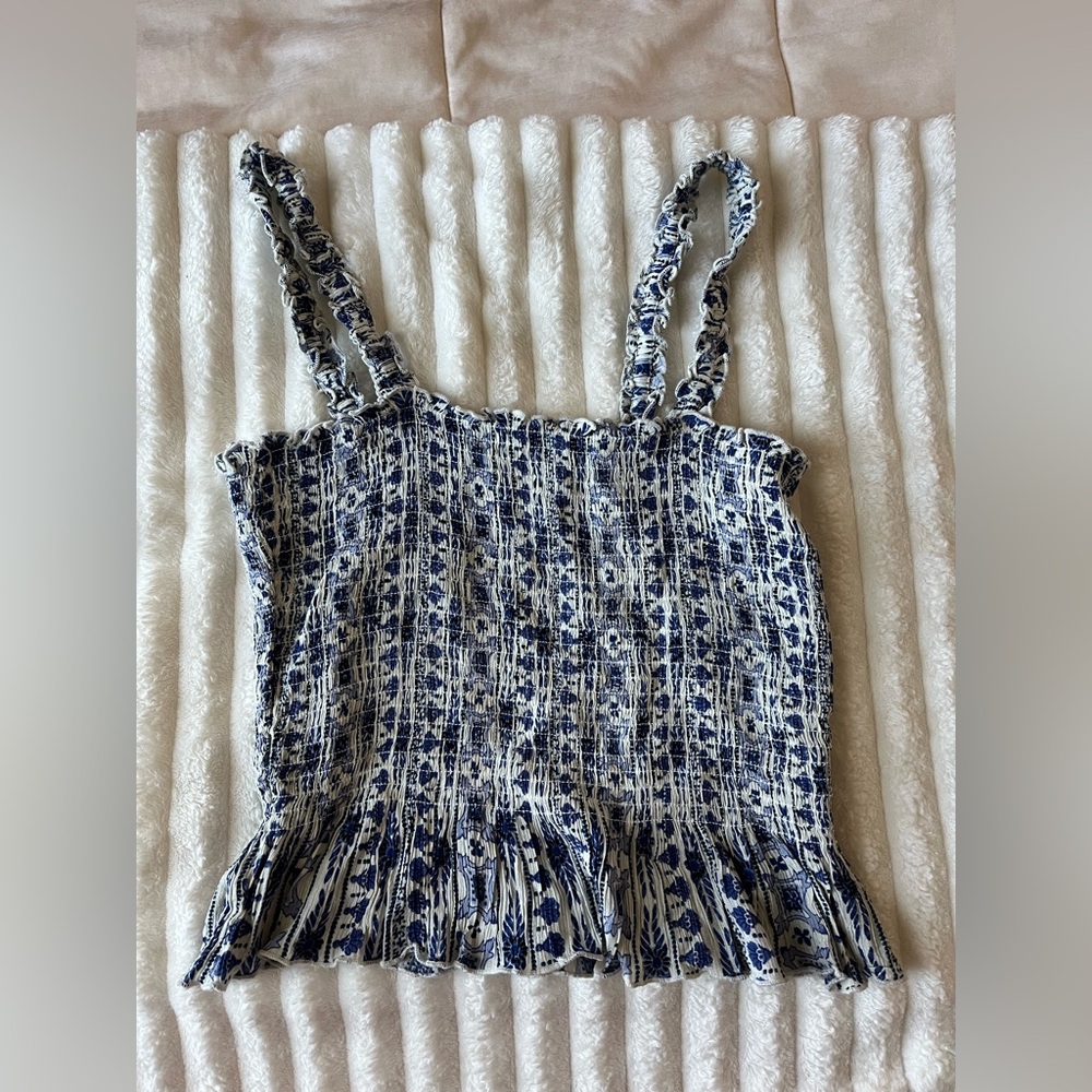 Patrons of Peace Blue and White Smocked Top